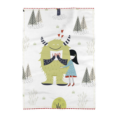 Girl and Monster Tea Towel