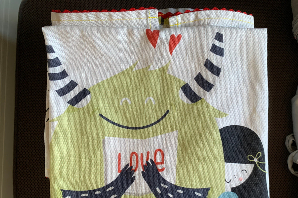 Girl and Monster Tea Towel