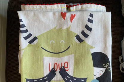Girl and Monster Tea Towel
